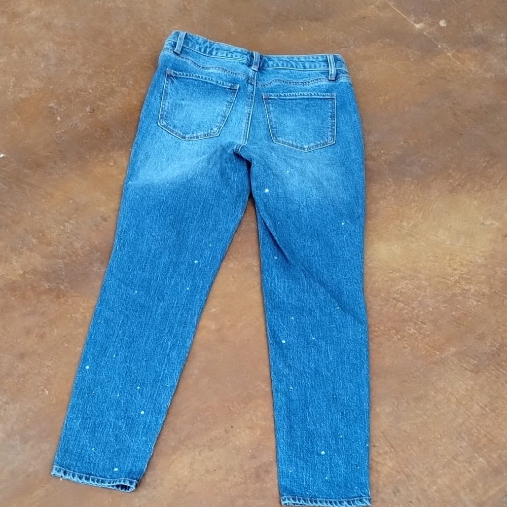 Talbots Women's Straight Leg Rhinestone Blue Jeans - Picture 2 of 5